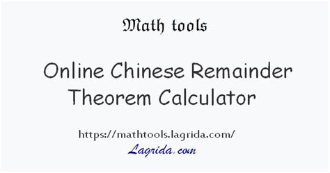 online chinese remainder theorem calculator